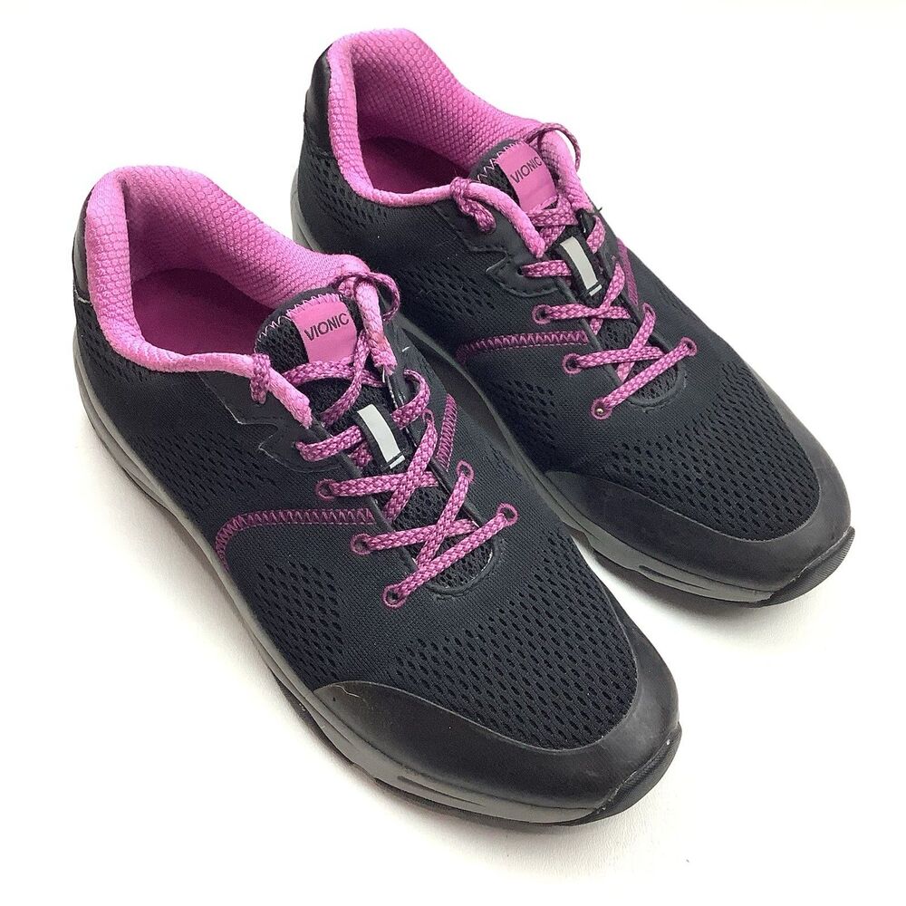 Vionic Action Emerald Sneaker Women's 9.5 Black Purple Lace Up  Athletic Shoes